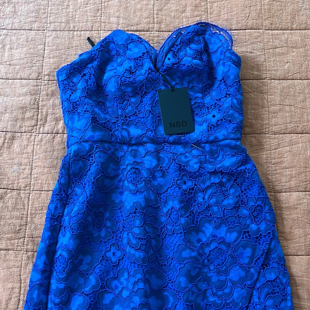 NBD NWT strapless sweetheart maxi dress with thigh slit